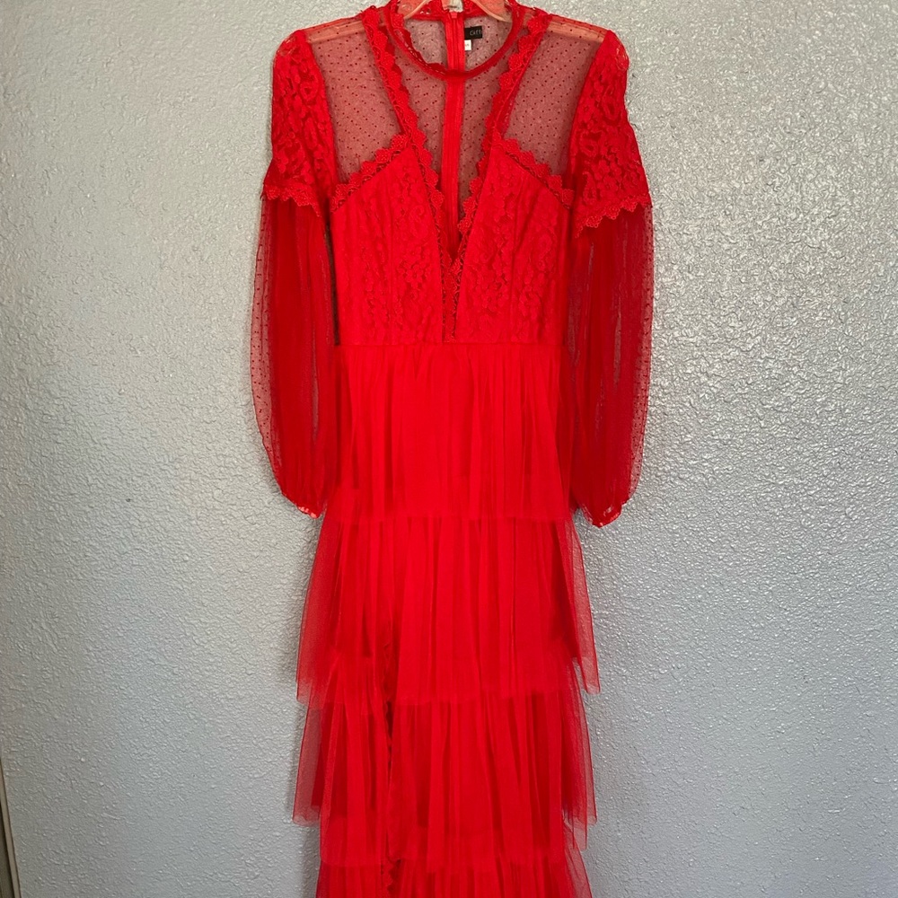 Red ruffle dress